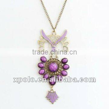 Factory Wholesale Vintage Exaggerated Resin Owl Bronze Sweather Necklace