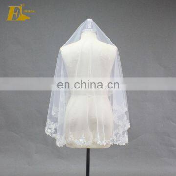 ED Bridal Wholesale Short 140cm Lace Trim White Ivory Bridal Veil For Wedding photo-2