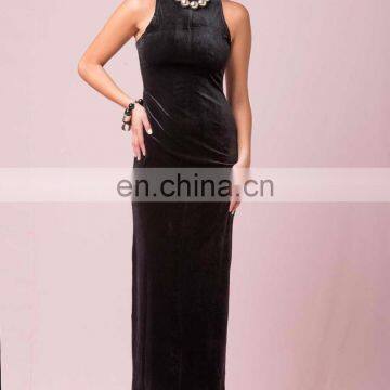 CHEFON Halter neck short sleeve velvet dresses for women