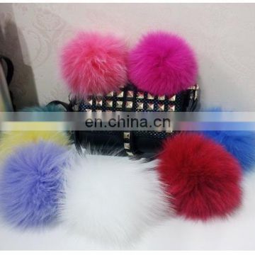 2016 Fashion Beautiful bag or garment charms pom wholesale genuine fox fur pompom