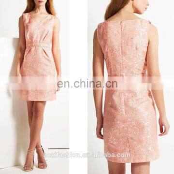 2016 OEM Manufacturer Custom made new fashion lady pink appliqued dress