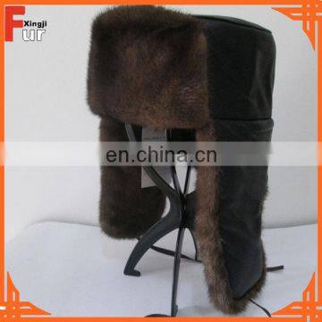 Leather Cover Mink Fur Hat