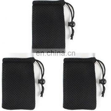 black drawstring nylon mesh bag with fastener nylon mesh pouch wholesale