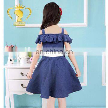 Hand Embroidery Designs Smart Casual Girl Denim Dress for Girls Kids photo-2