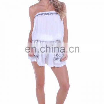 New Arrival Boho Sleeveless Romper With Embroidery Detail