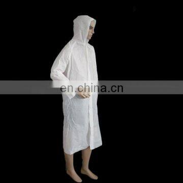 Nonwoven plastic rain coat with cap waterprof machine made