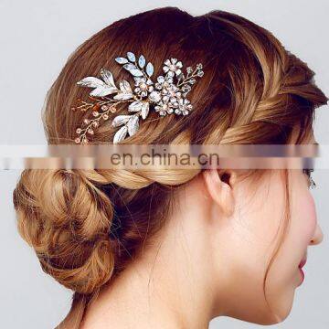 Hot Sale Rhinestone Leaf Shaped Wedding Hair Comb for Women photo-2