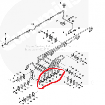 Cummins QSC8.3  QSL engine Injector Fuel Supply Tube 3910752,3910753,3910754,	 3910749,3910750,3910751