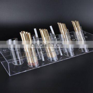 2017 Customized Round Tube Makeup Cosmetic Dispenser Perspex Acrylic Eyeliner Pen Display Rack photo-3