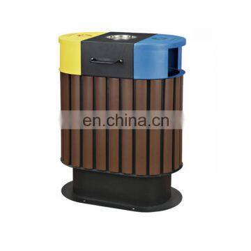 Recyclable and non-recyclable outdoor stand type public trash bin