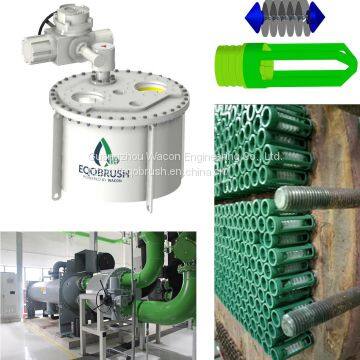 Eqobrush condenser tube cleaning system for chiller condenser