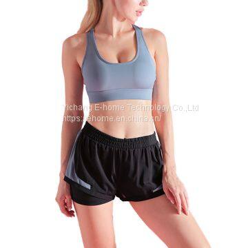 High Impact Padded Strappy Cross Back Women Sports Bra And Shorts Set