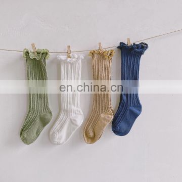 A0198# Baby Summer Cotton Lace Breathable Socks Pure Cotton Summer High knee Socks