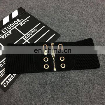 TWOTWINSTYLE Wide Belt For Women Elastic Zipper Patchwork High Waist Slim Belts Fashion photo-4