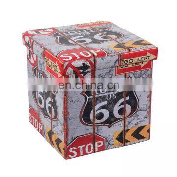 New Design Square Padded Seat Non Woven Folding Stool Storage Stool Ottoman With Storage photo-3