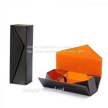 Wine packaging box, red wine gift box, folding single PU red wine gift box customized