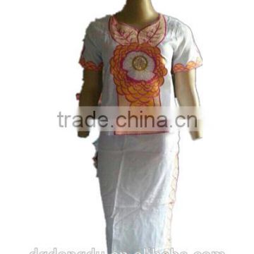 Direct Manufacturer bazin linen embrodiery dress african dress for women-D546