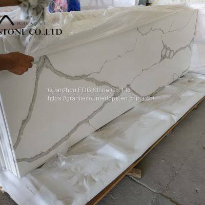 High Quality Factory Calacatta White Quartz Countertop With Grey Veins