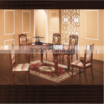 European new classical wooden dining table with leather chairs dining room furniture