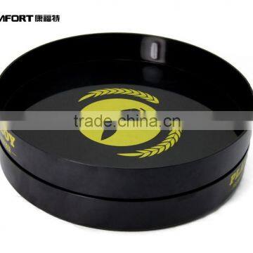 Black plastic round tray