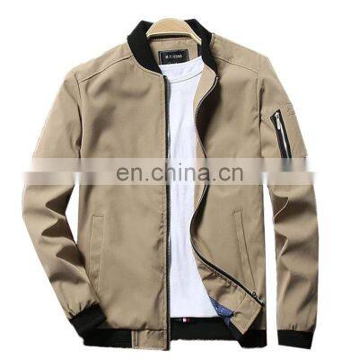 European and American simple thin men's baseball collar solid color slim jacket large size flight suit all-match jacket men