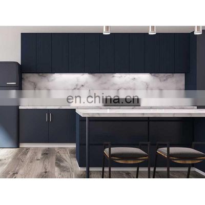 Customized matt black lacquer or PVC vaccum finish design modern kitchen cabinet