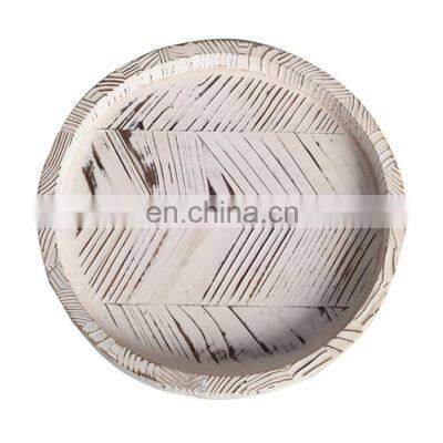 Farmhouse White Lazy Susan Round Tray Vintage Style Turntable Cabinet Organizer photo-4