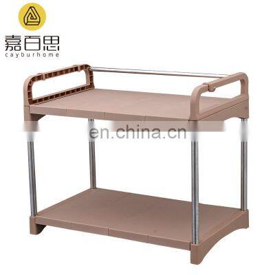 Kitchen Microwave Oven Storage Rack Shelving Unit, 2-Tier Adjustable Stainless Steel Storage Shelf photo-5