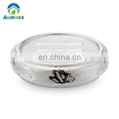 Round Shape Waste Bin Ceramic Silver Chrome Plated Dust Bin Trash Bin photo-3