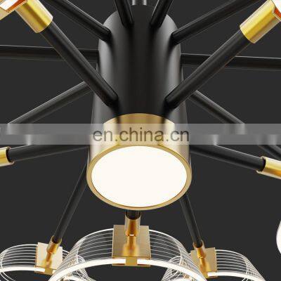 Simple Hanging Indoor Decoration Gold Black Color Living Room LED Contemporary Chandelier Lamp photo-5