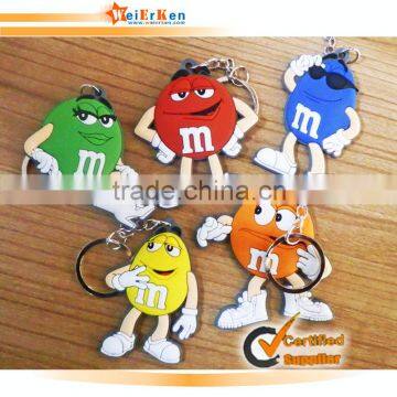 2014 china promotion soft PVC M&M chocolate shape Keychain