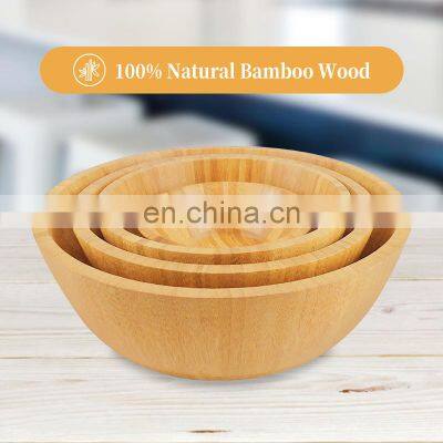Cheap 100% Natural Round Salad Bowl Bamboo Wooden Bowl Set photo-4