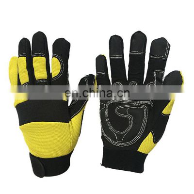 Custom Logo Reinforced Palm Mechanics Work cut resistance hand synthetic leather safety gloves