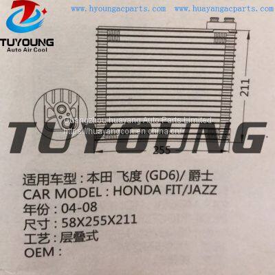 TUYOUNG HY-ET371 RHD Auto AC Evaporator Core for HONDA FIT GD6 / JAZZ 2004-2008 Size 58*255*211 mm photo-3