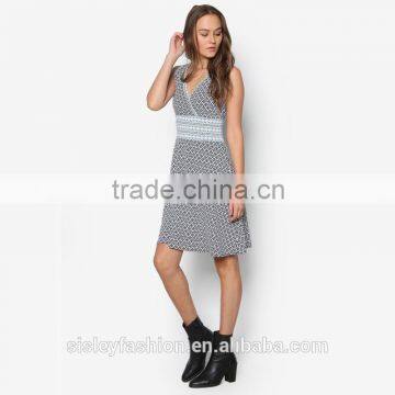 2016 Summer Hotsale V-neck Cotton Dress Design With Cheap Price D275 photo-4