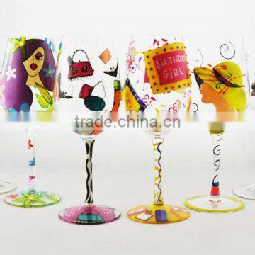 CE/EU/FDA/SGS/LFGB HIGH QUALITY HAND PAINTED WINE GLASS