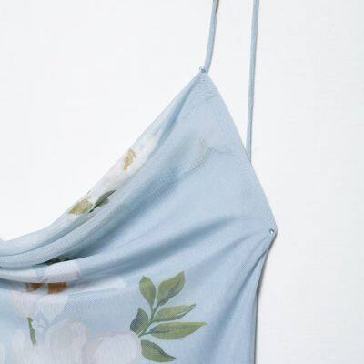 New Women's Fashion Printed Silk Mesh Short Dress With European and American Style photo-4