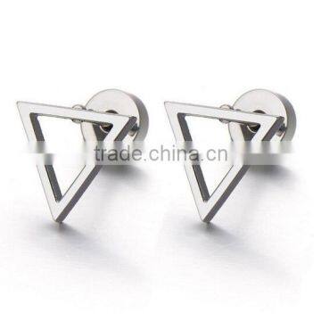 Unisex Stainless Steel Open Triangle Stud Earrings for Man and Women, Screw Back 2pcs