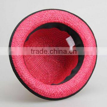 2015 Factory In-stock Natural Round Straw Hat 56cm For Adults Fedora Hat Sraw Hat for Mens Red /blue/green/rose photo-4