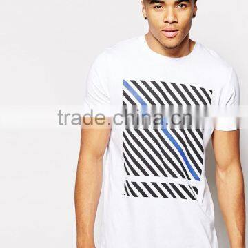 Longline T-Shirt With Diagonal Stripe Placement