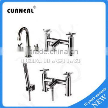 Double Handles Mono Bathroom Taps Basin Faucets with Bath Filler and Bath Shower Tap