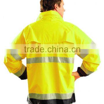 Waterproof Hooded High Visibility Safty Rain Jacket