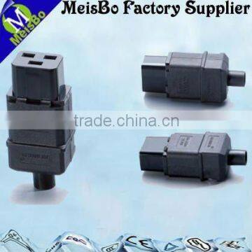 Three-flat pin ac male power plug with high dielectric intensity