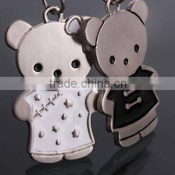 Metal keychain couple keychain lettering couple Bear keychain