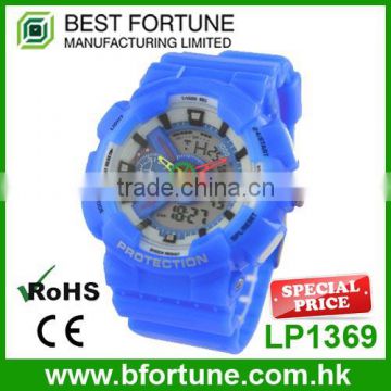 LP1369 2016 fashion stainless steel case back digital silicone rubber watch