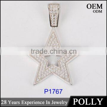 New Arrival 925 Silver AAA cz Five-pointed Star Pendant Jewelry Hip Hop Series photo-3