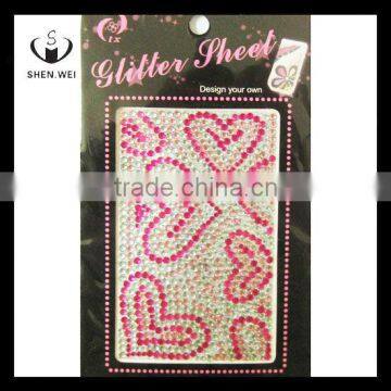 decoration 3mm round rhinestone acrylic tattoo sticker