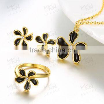 Popular golden flower shaped 18K Gold Plated Set Jewelry