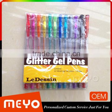 Rainbow color gel pen glitter logo ink pen pack