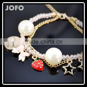 Special New Fashion Pearl Enamel Bracelets Pink Sweet Jewelry for Women Gifts